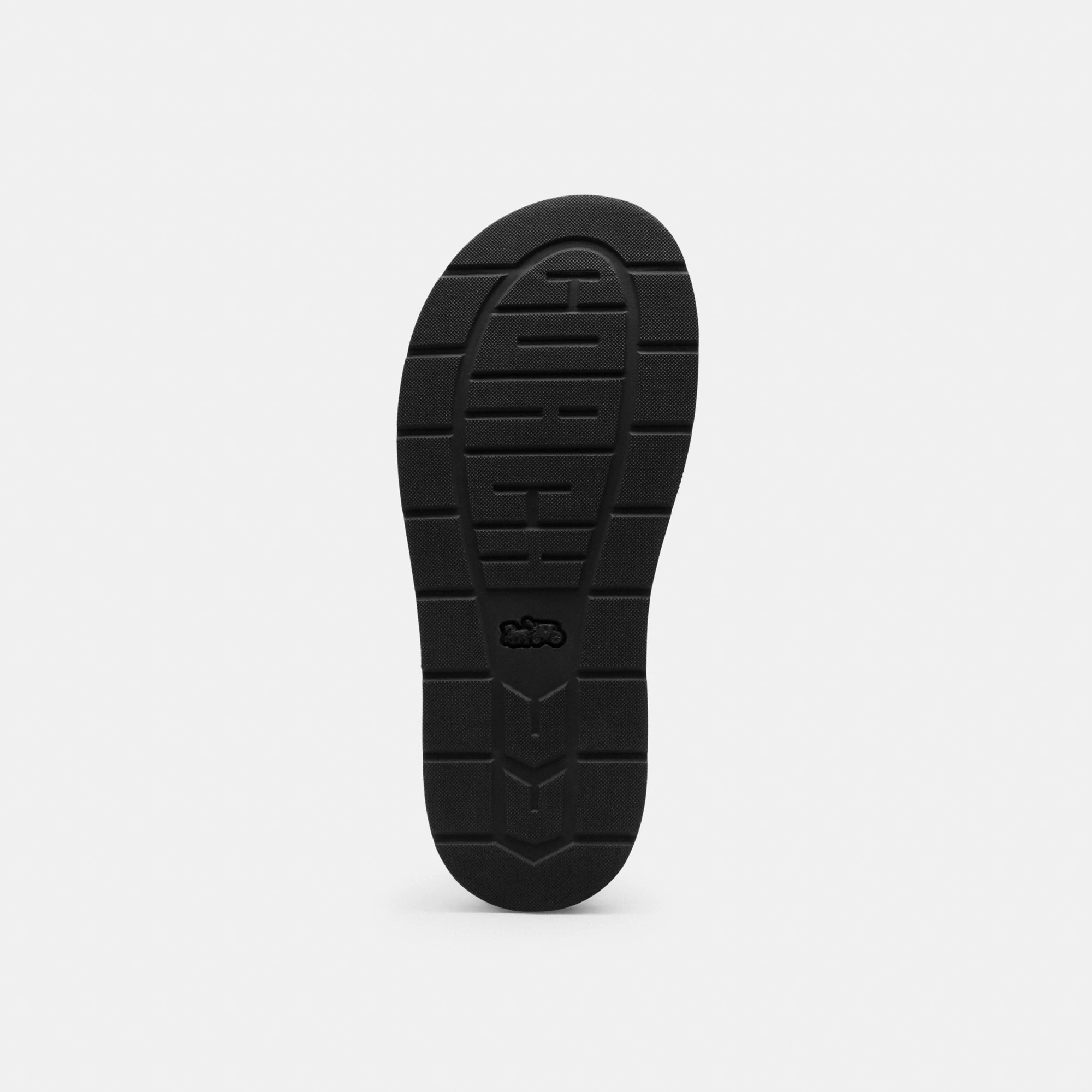 COACH®,Lucy Lug Sole Sandal In Signature Jacquard,Black,Outsole View