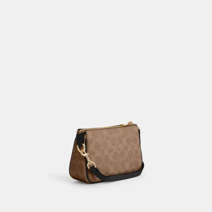 COACH®,Nolita 19 In Signature Canvas,Canvas,Shoulder Bag,Metal,Casual,Brown,Angle View