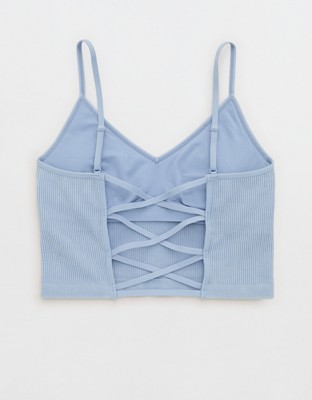 Superchill Seamless Rib Padded Bra Top - Monaco Blue