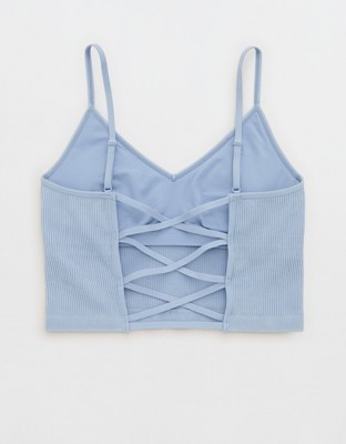 Superchill Seamless Rib Padded Bra Top - Monaco Blue