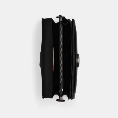COACH®,Tabby Shoulder Bag 20,Leather,Shoulder Bag,Embossed,Metal,Logo,Day Party,Black,Inside View,Top View
