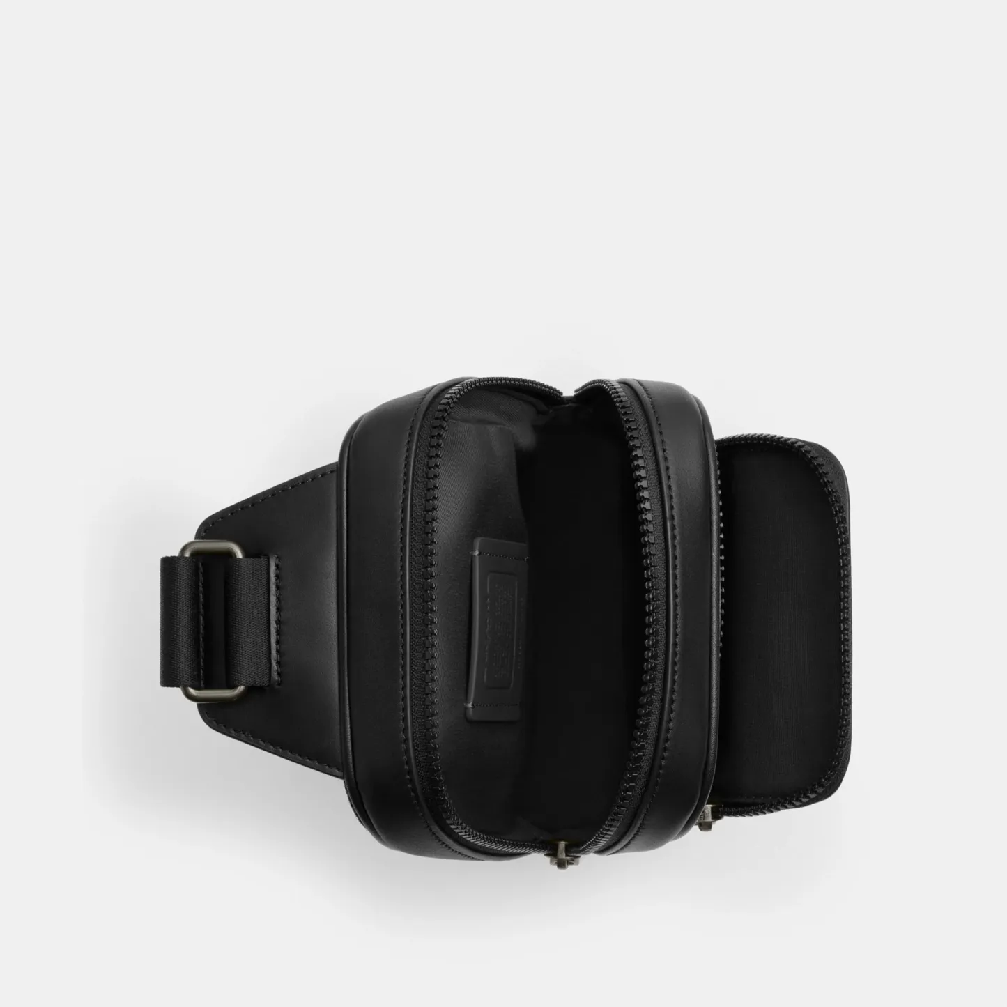 COACH®,Racer Sling Pack In Signature Canvas,Slingback,Color Block,Casual,Black,Inside View,Top View