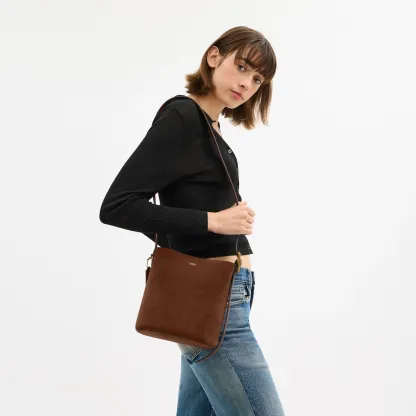 COACH®,Bleecker Bucket Bag 21,Suede,Bucket,Adjustable,Brass,Casual,Brown