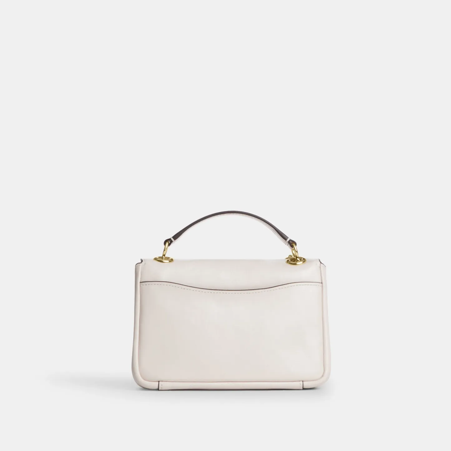 COACH®,Elodie Crossbody Bag 18,Leather,Recycled Polyester,Crossbody,Logo,Sustainable,Adjustable,Silver Metal,Casual,Cream,Back View