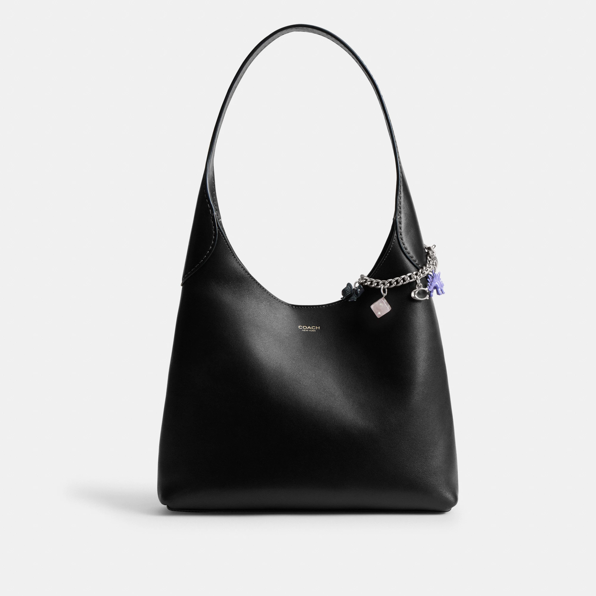 COACH®,Motif Chain Bag Charm,Bag Charm,3D Embellishment,Bow,Engraved Detail,Heart Embellishment,Rhinestones,Logo,Multi Color,Angle View