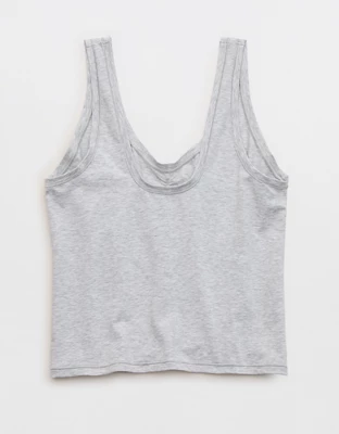 SMOOTHEZ Cotton Blend Ruched Tank Top - Medium Heather Gray