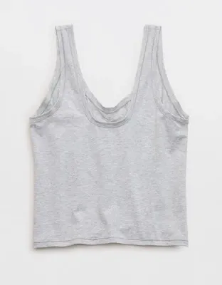SMOOTHEZ Cotton Blend Ruched Tank Top - Medium Heather Gray
