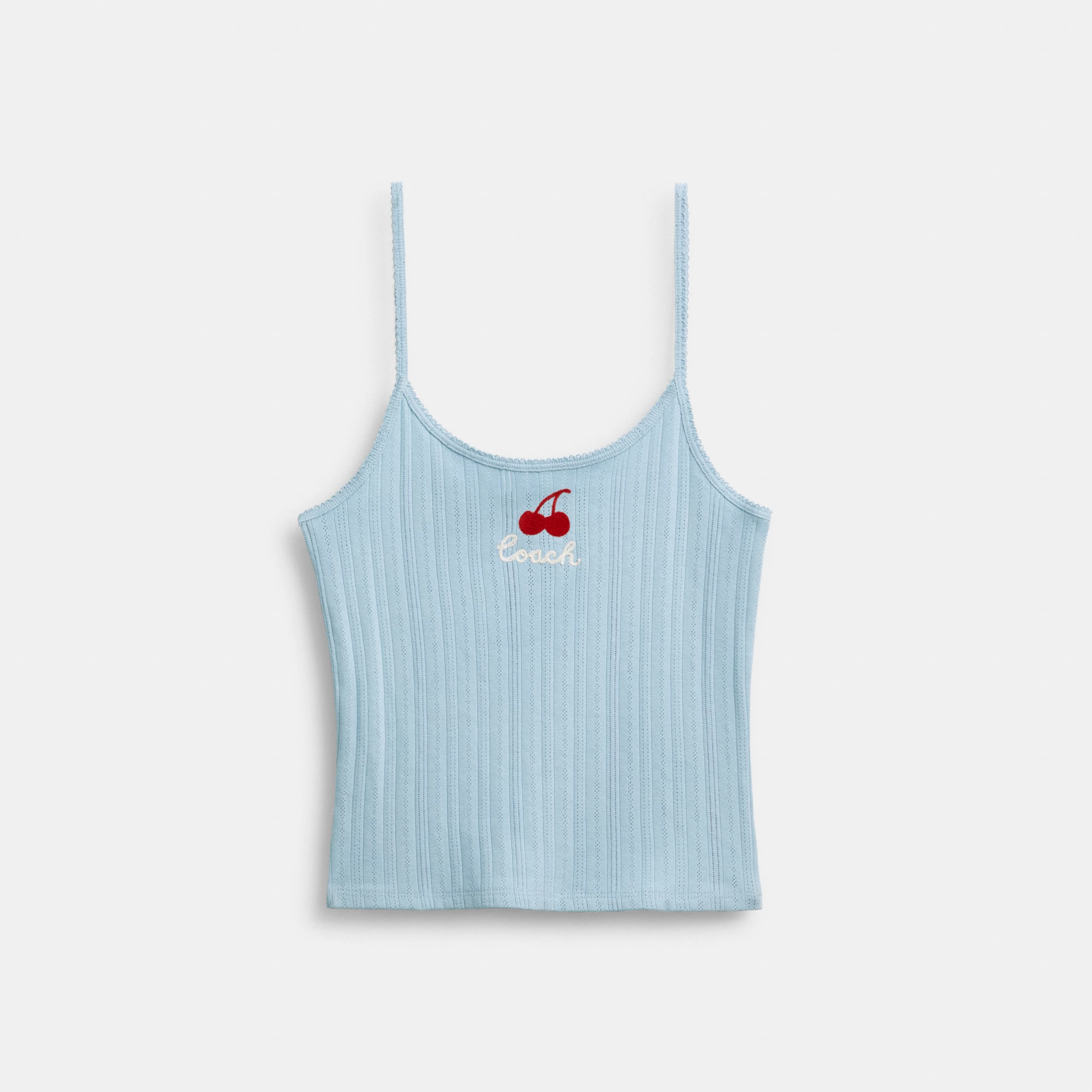 COACH®,Cherry Pointelle Tank,,Front View