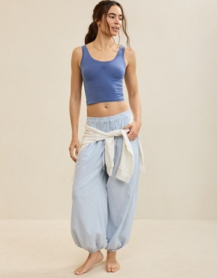 SMOOTHEZ Cotton Blend Ruched Tank Top - Marbled Blue
