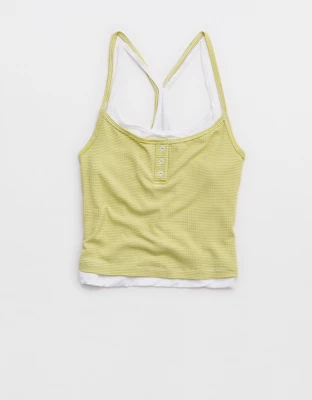 OFFLINE By Aerie Thumbs Up Layered Tank Top - Lime Slush