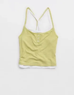 OFFLINE By Aerie Thumbs Up Layered Tank Top - Lime Slush