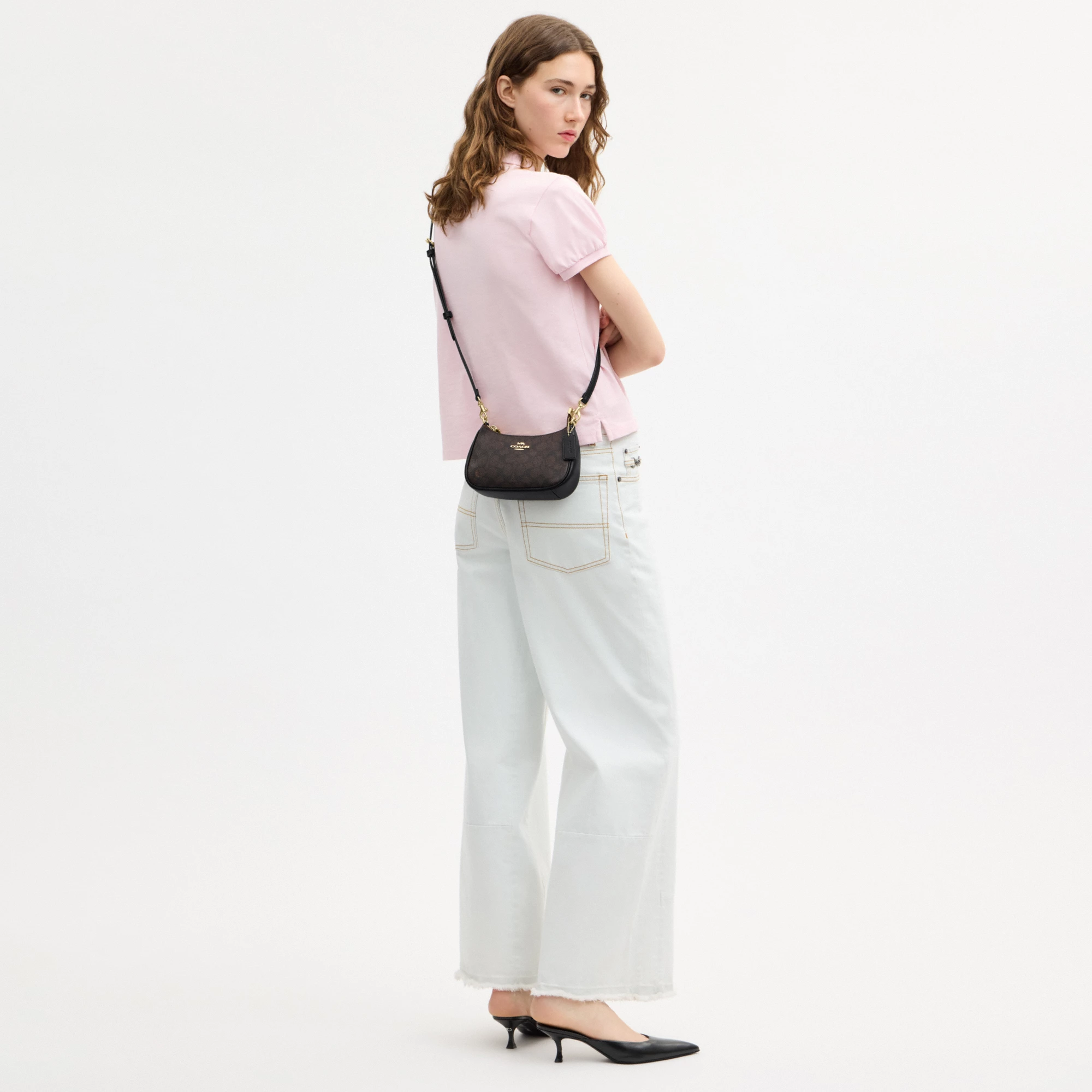 COACH®,Teri Mini Crossbody Bag In Signature Canvas,Polyester,Canvas,Recycled Polyester,Shoulder Bag,Adjustable,2 in 1,Vega...,Black