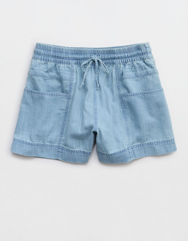 Aerie Woven Pull-On Short - Light Blue