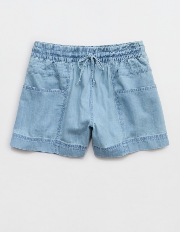 Aerie Woven Pull-On Short - Light Blue
