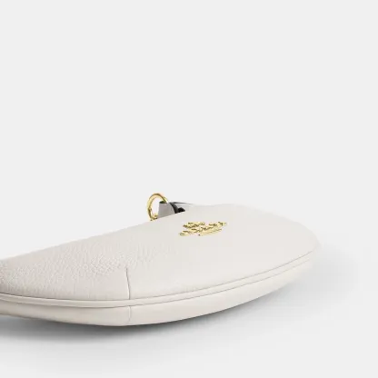 COACH®,Mini Payton Bag,Leather,Recycled Polyester,Shoulder Bag,Logo,Metal,Chain Detail,Compact,Gold Metal,Day Party,White,Outsole View