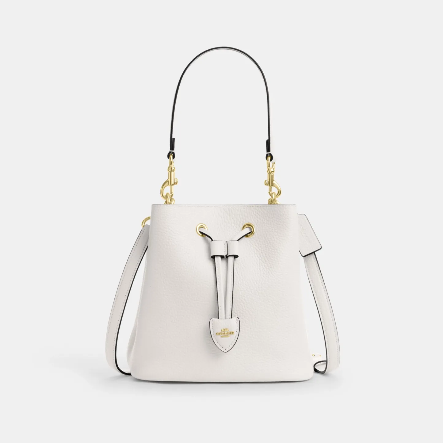 COACH®,Rowan Bucket Bag,Leather,Bucket,Metal,Logo,Casual,White,Front View