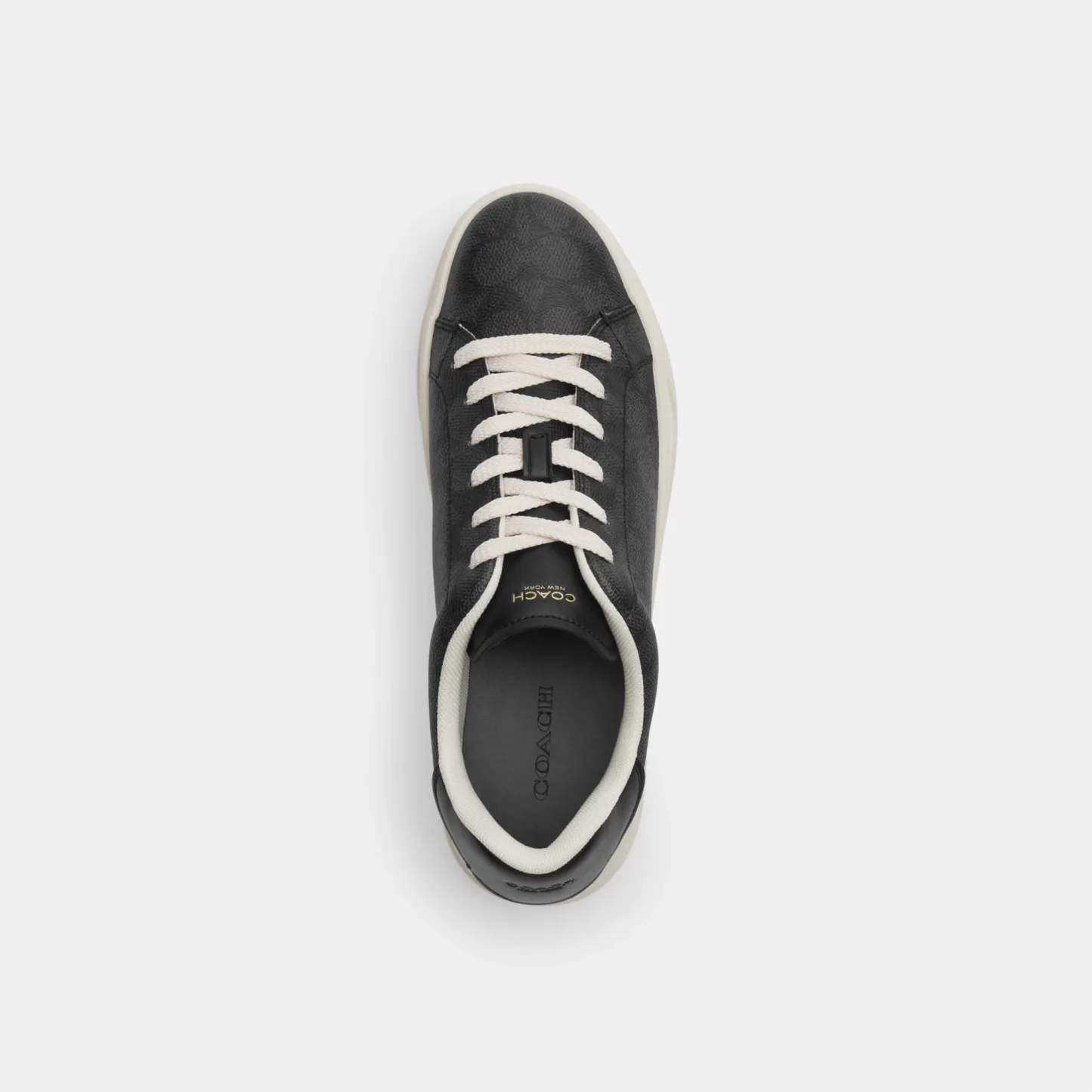 COACH®,High Line Sneaker In Signature Canvas,EVA,Canvas,Leather,Casual,Fabric,Logo,Pull Tab,Casual,,Inside View,Top View