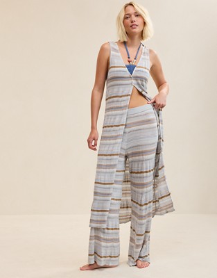 Aerie Open Knit Shimmer Pant - Misty Sky