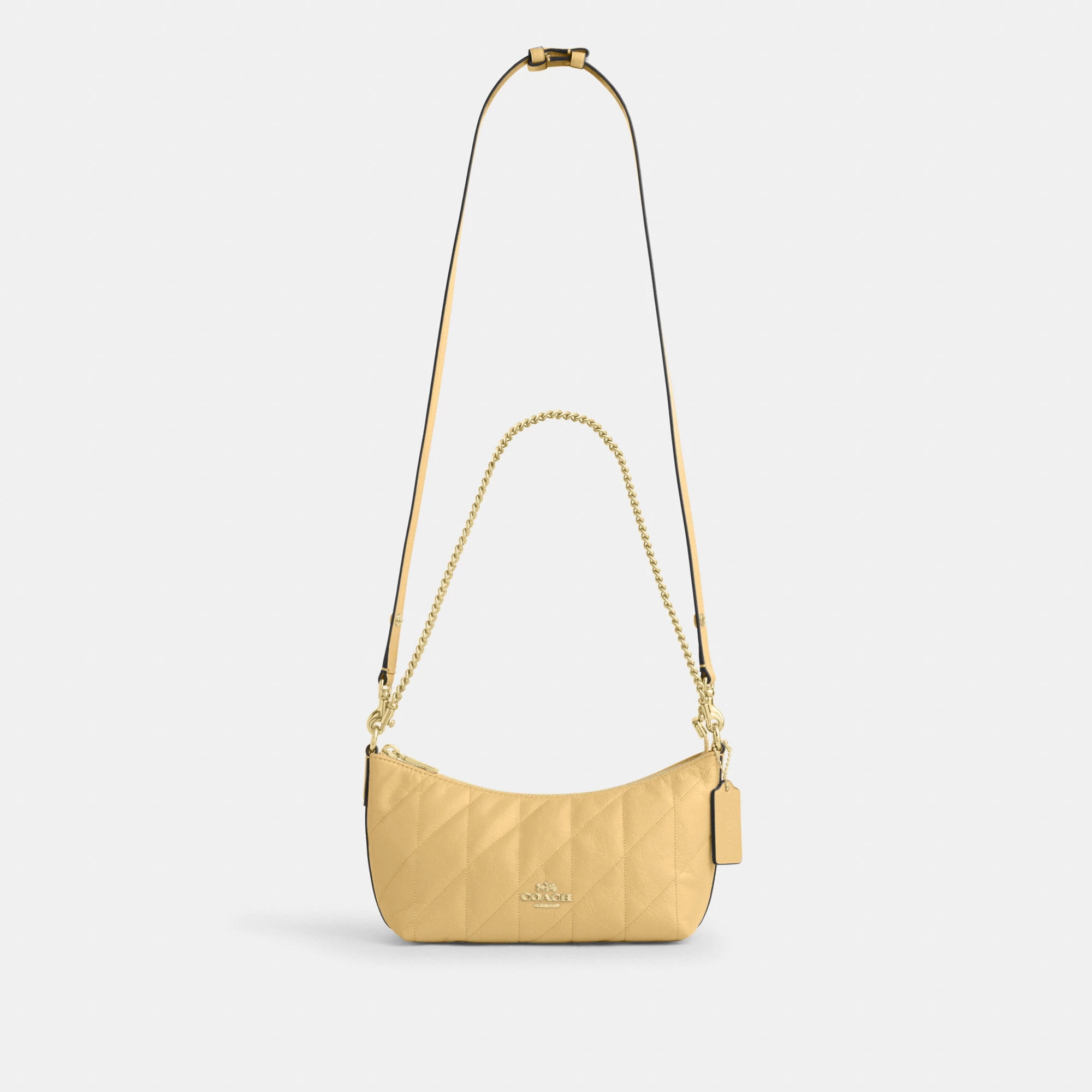 COACH®,Caitlin Shoulder Bag With Quilting,Lining Recycled Polyester,Recycled Polyester,Shoulder Bag,Logo,Chain Detail,Shou...,Beige