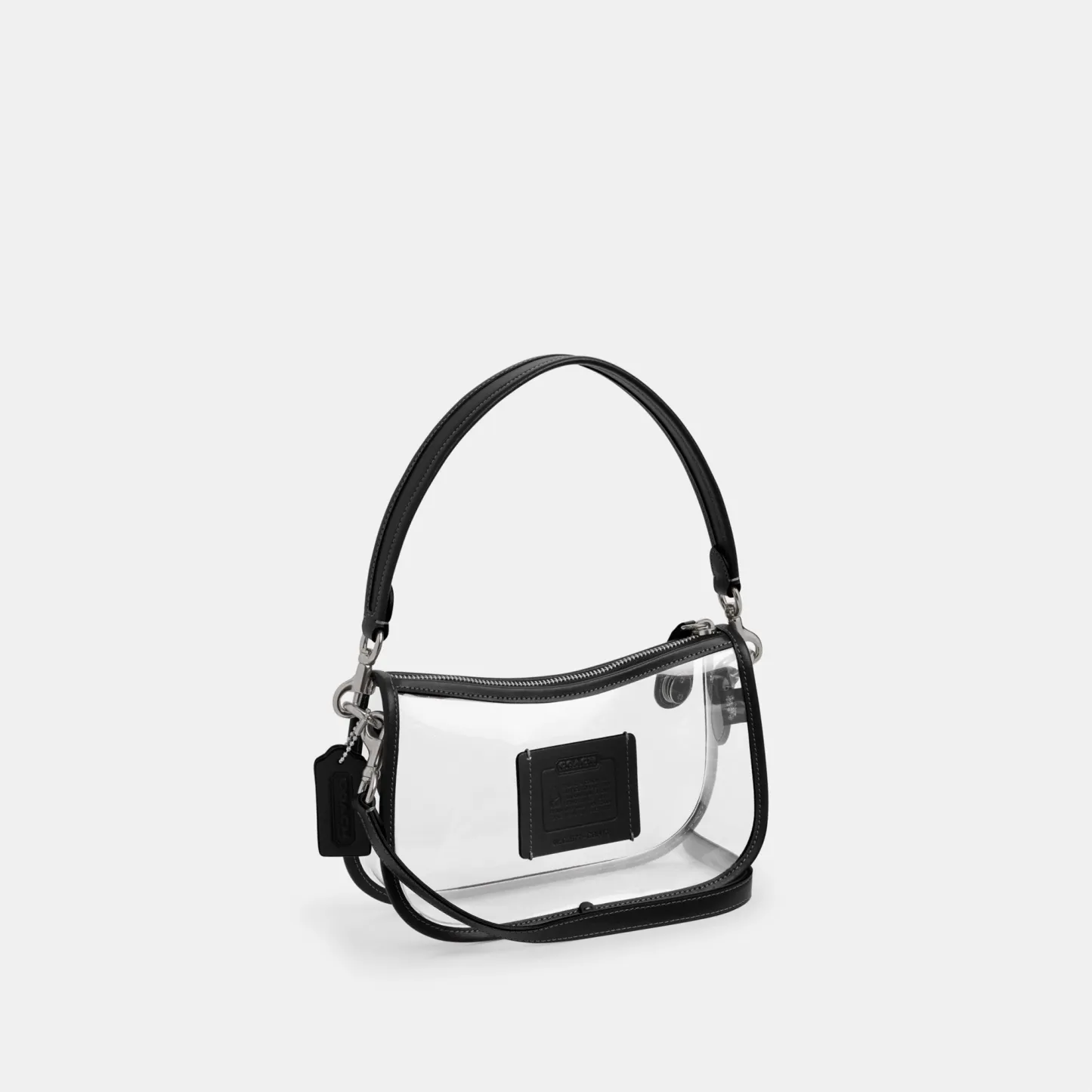 COACH®,Stadium Swinger Bag,Leather,Shoulder Bag,Sheer,Piping,Applique,Casual,White,Angle View