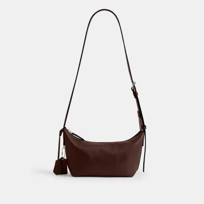 COACH®,Mott Sling Bag 22,Leather,Slingback,Crossbody,Metal Material,Logo,Adjustable,Silver Metal,Casual, Father's Day,Brown,Back View