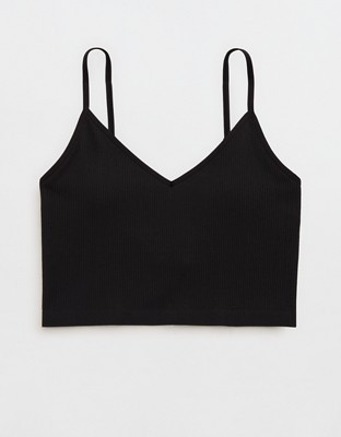 Superchill Seamless Rib Padded Bra Top - True Black