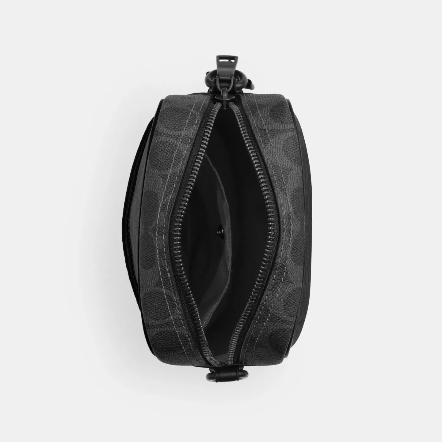 COACH®,Tristan Crossbody Bag 14 In Signature Canvas,Canvas,Leather,Recycled Polyester,Crossbody,Logo,Convertible,Sustainab...,Black,Inside View,Top View