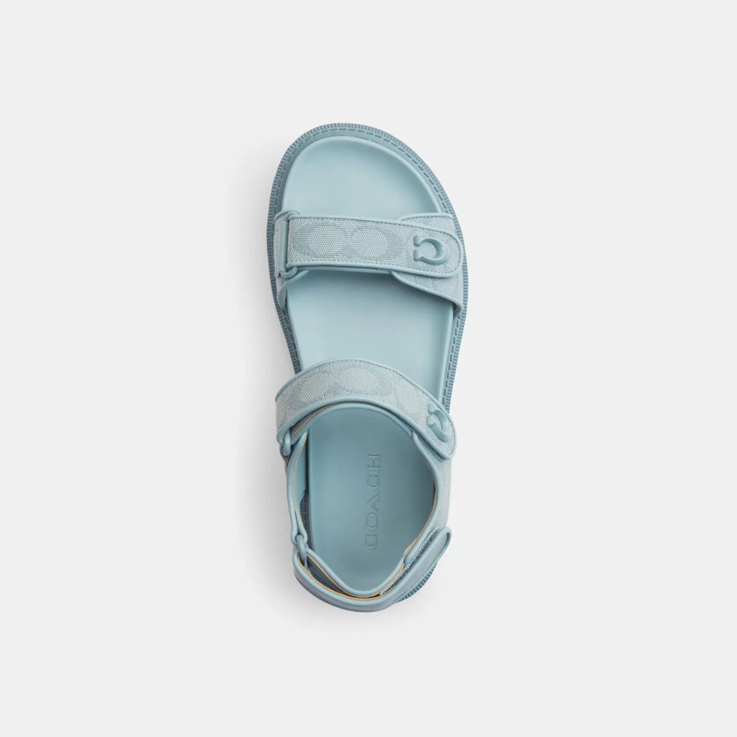 COACH®,Brynn Sandal In Signature Canvas,Cotton,Synthetic,Sandals,Fabric,Logo,Padded Insole,Sustainable,Casual,Blue,Inside View,Top View