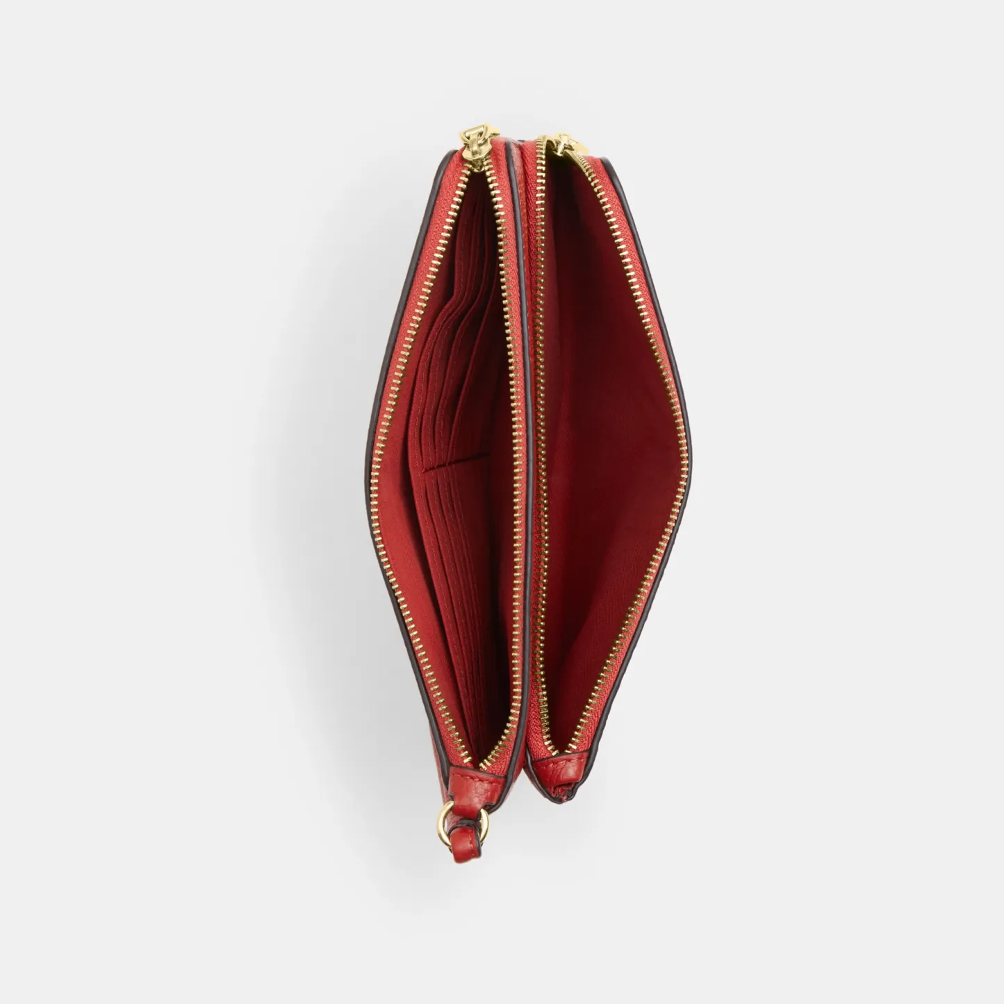 COACH®,Double Zip Wallet In Signature Canvas,Continental,Coin,Color Block,Casual,Red,Inside View,Top View