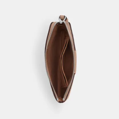 COACH®,Corner Zip Wristlet In Signature Canvas With Stripe,Wristlet,Pouch,Color Block,Casual,Beige,Inside View,Top View