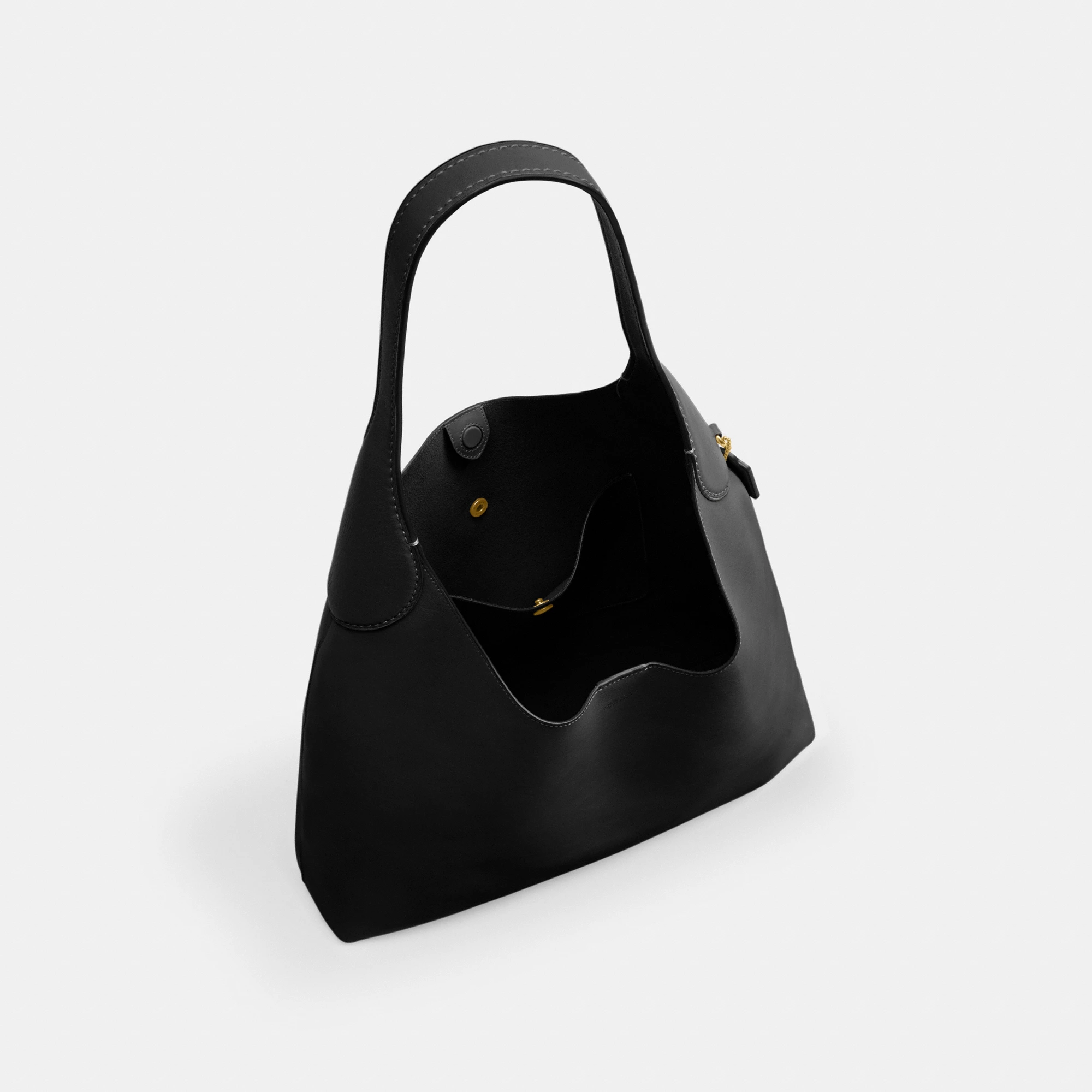 COACH®,Brooklyn Shoulder Bag 39,Hobo,Logo,Word Embellishment,Embossed,Casual,Black,Inside View,Top View