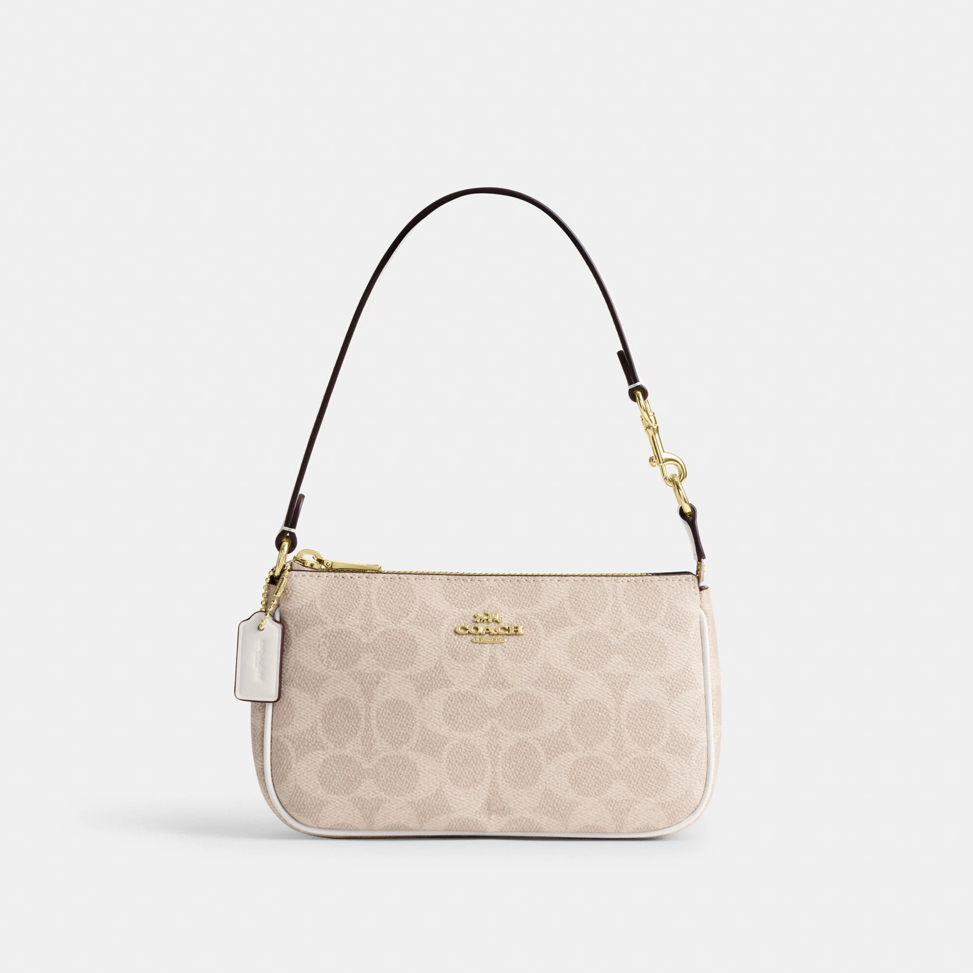COACH®,Nolita 19 In Signature Canvas,Canvas,Shoulder Bag,Metal,Casual,Beige,Front View