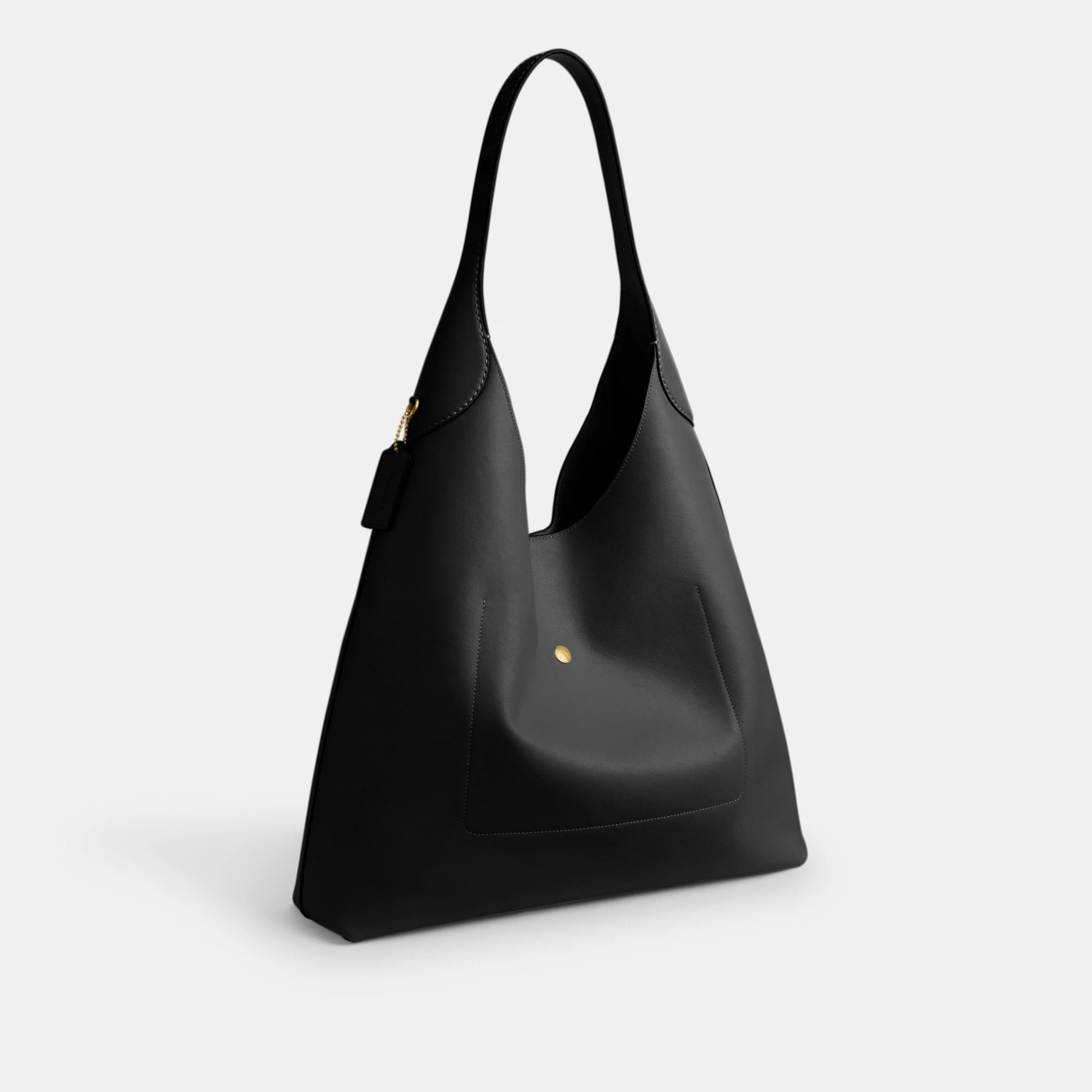 COACH®,Brooklyn Shoulder Bag 39,Hobo,Logo,Word Embellishment,Embossed,Casual,Black,Angle View
