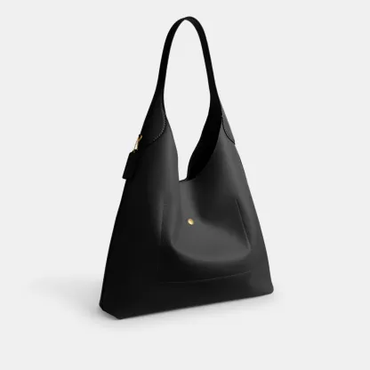COACH®,Brooklyn Shoulder Bag 39,Hobo,Logo,Word Embellishment,Embossed,Casual,Black,Angle View