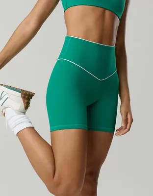 OFFLINE By Aerie Real Me XTRA High Waisted 5" Rib Piping Bike Short - Pine