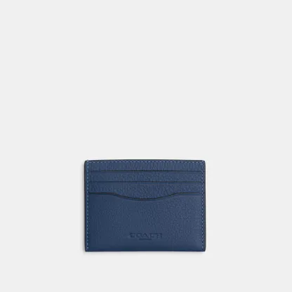 COACH®,Slim Id Card Case,Leather,Card Case,Casual,Navy,Front View