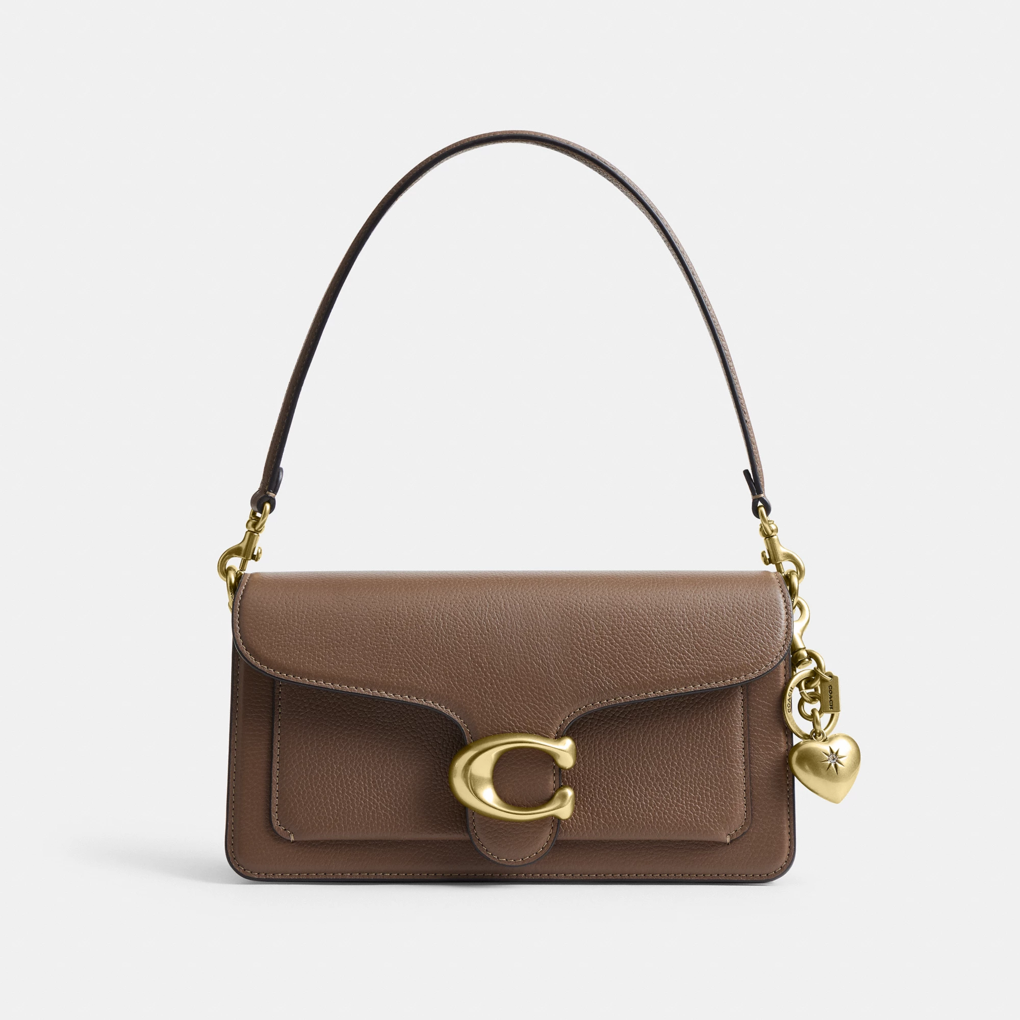 COACH®,Heart Bag Charm,Bag Charm,Metal Material,Heart Embellishment,Key Ring,Casual,Gold,Angle View