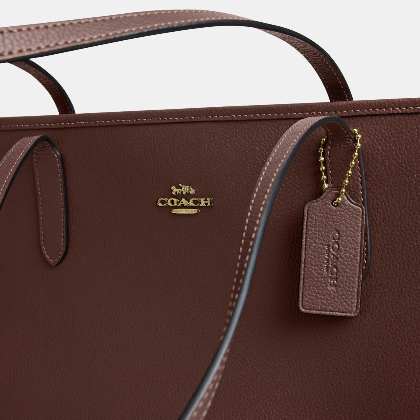 COACH®,City Tote Bag,Leather,Tote,Logo,Casual,Brown,Closer View