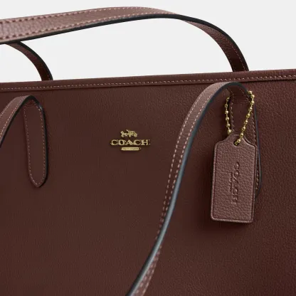 COACH®,City Tote Bag,Leather,Tote,Logo,Casual,Brown,Closer View