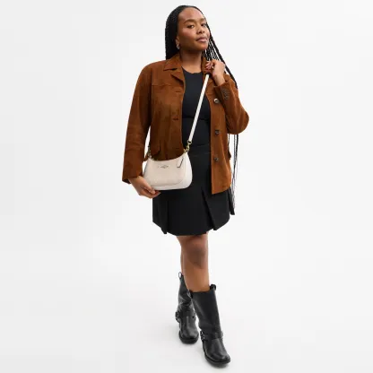 COACH®,Teri Shoulder Bag In Signature Canvas,Shoulder Bag,Logo,Tag Embellishment,Embossed,Metal,Casual,Beige