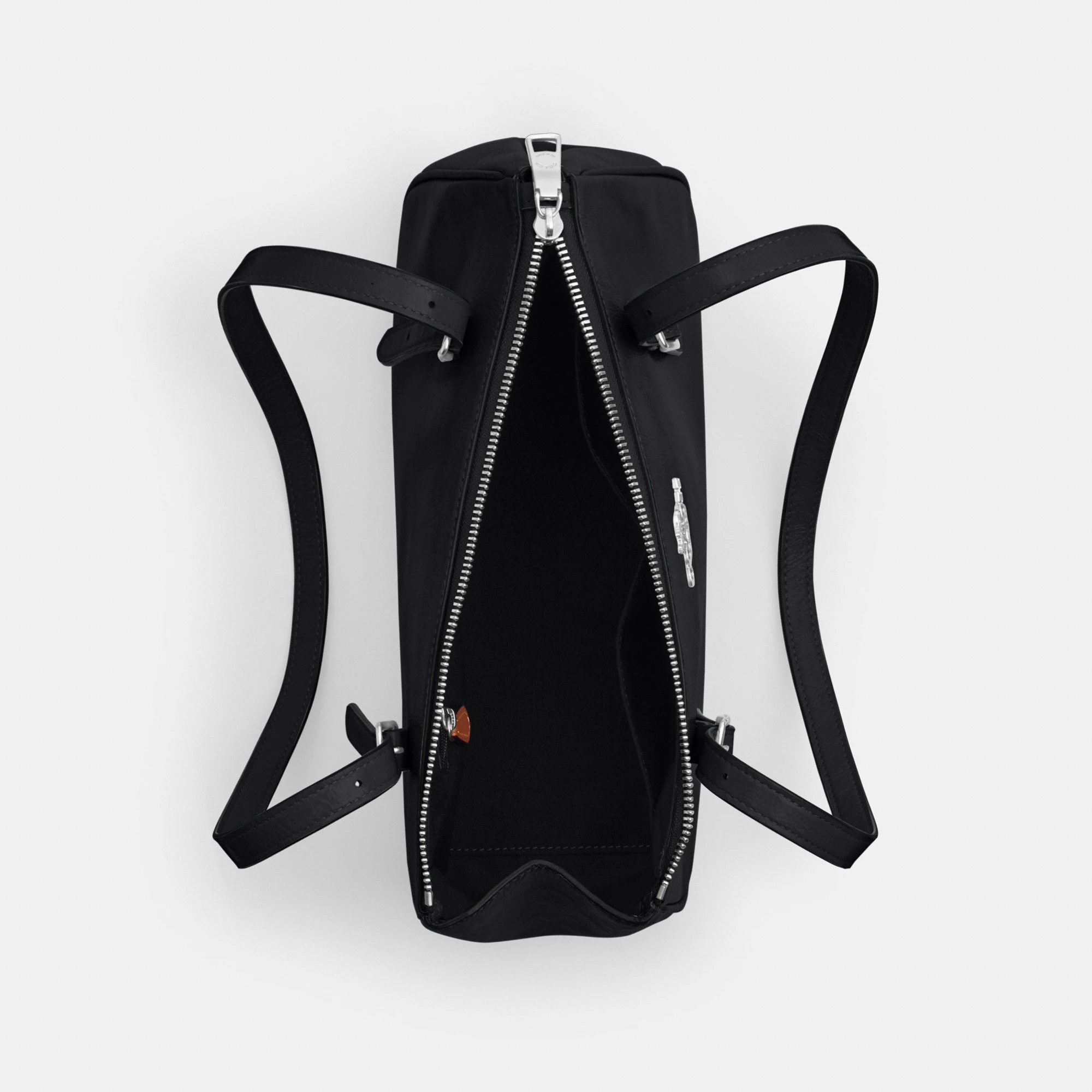 COACH®,Asher Shoulder Bag,Leather,Shoulder Bag,Logo,Metal,Luggage Tag,Adjustable,Compact,Key Ring,Lined,Silver Metal,Casual,Black,Inside View,Top View