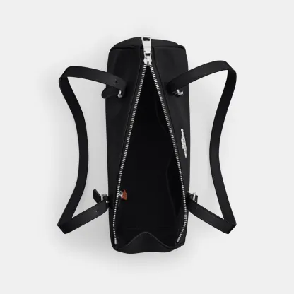 COACH®,Asher Shoulder Bag,Leather,Shoulder Bag,Logo,Metal,Luggage Tag,Adjustable,Compact,Key Ring,Lined,Silver Metal,Casual,Black,Inside View,Top View