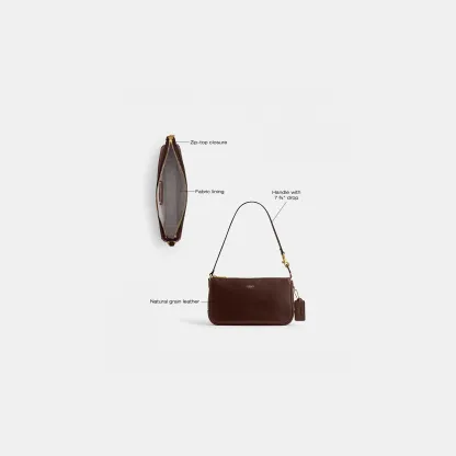 COACH®,Plaza Bag,Fabric,Leather,Shoulder Bag,Logo,Compact,Lined,Gold Metal,Casual,Brown