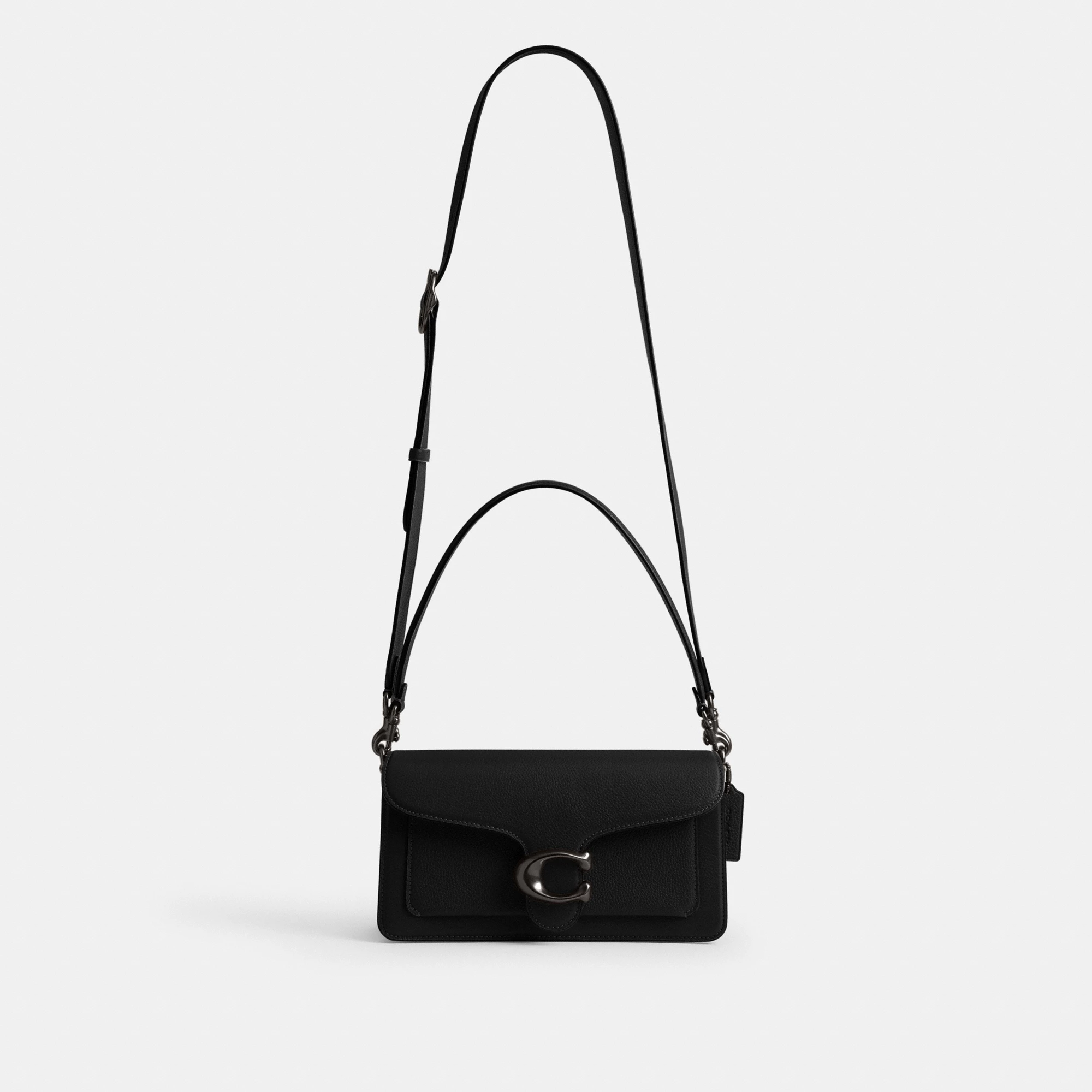 COACH®,Tabby Shoulder Bag 26,Leather,Shoulder Bag,Crossbody,Logo,Gusset,Gold Metal,Casual,Black