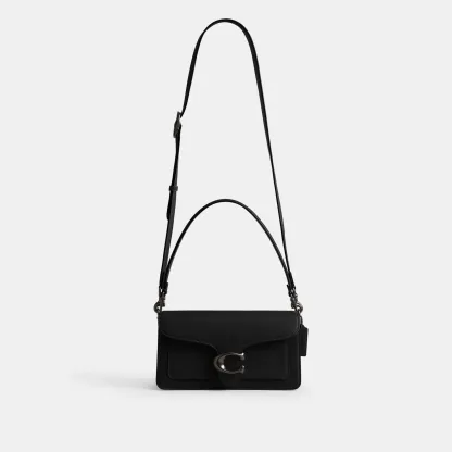 COACH®,Tabby Shoulder Bag 26,Leather,Shoulder Bag,Crossbody,Logo,Gusset,Gold Metal,Casual,Black