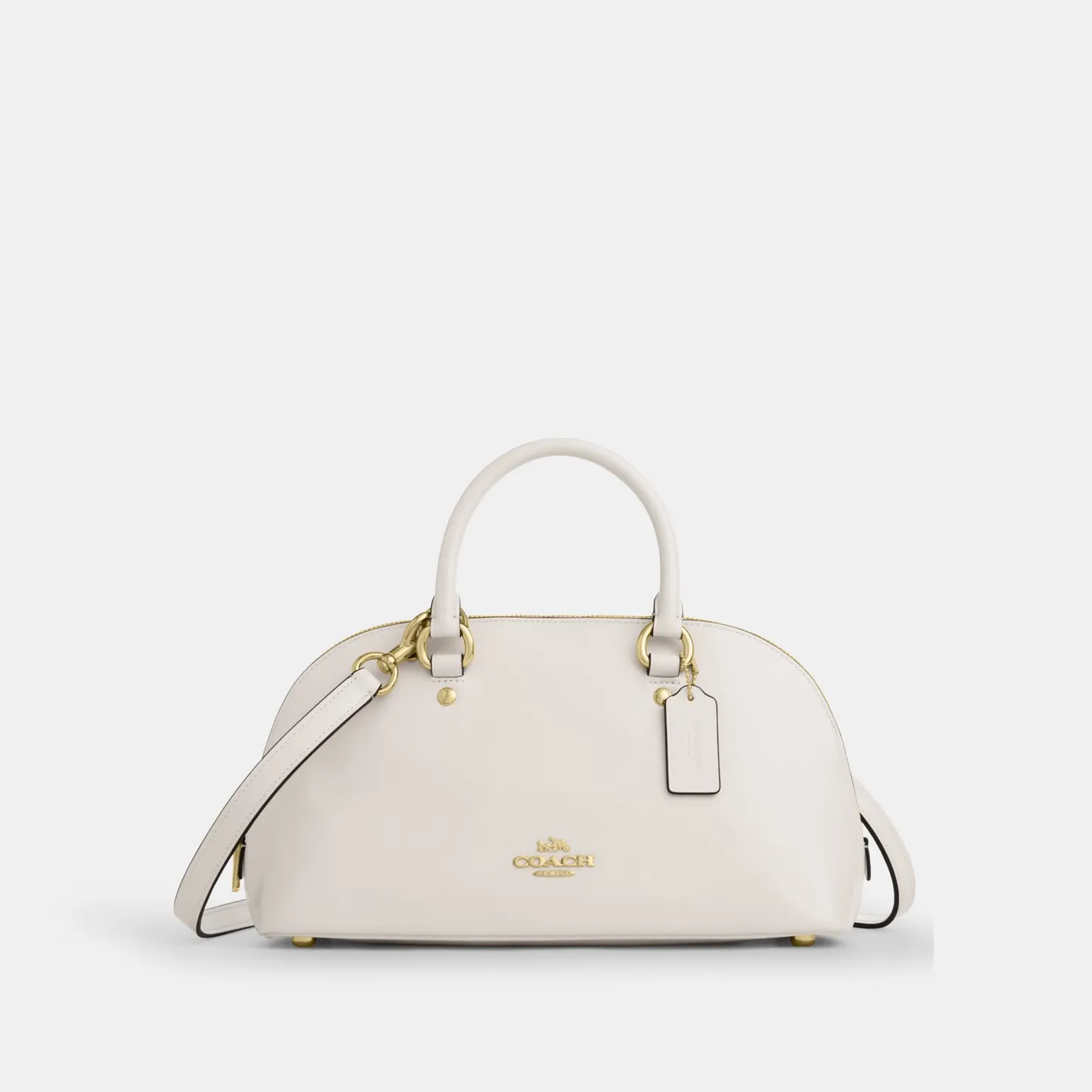 COACH®,Lara Satchel Bag,Recycled Polyester,Satchel,Logo,Metal,Casual,Cream,Front View