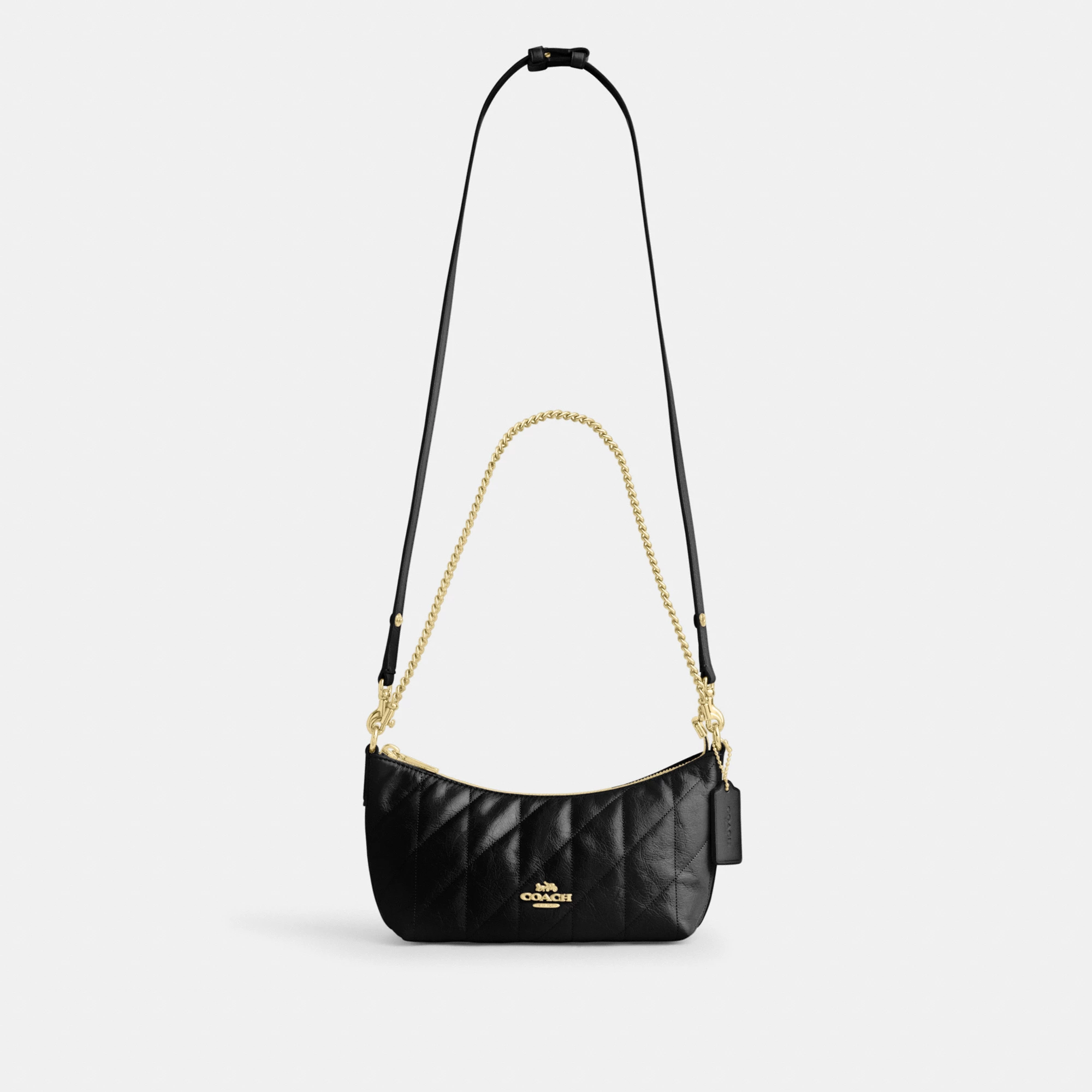 COACH®,Caitlin Shoulder Bag With Quilting,Lining Recycled Polyester,Recycled Polyester,Shoulder Bag,Logo,Chain Detail,Shou...,Black