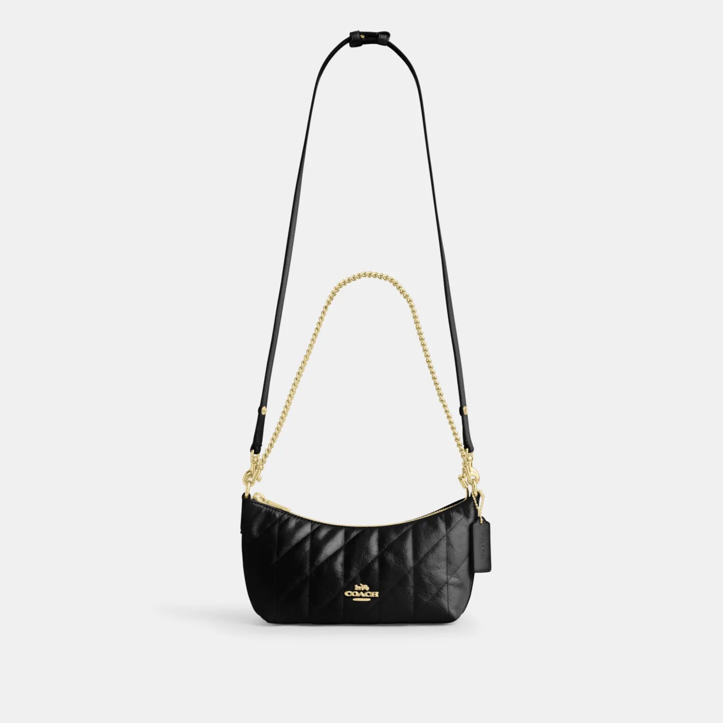 COACH®,Caitlin Shoulder Bag With Quilting,Lining Recycled Polyester,Recycled Polyester,Shoulder Bag,Logo,Chain Detail,Shou...,Black