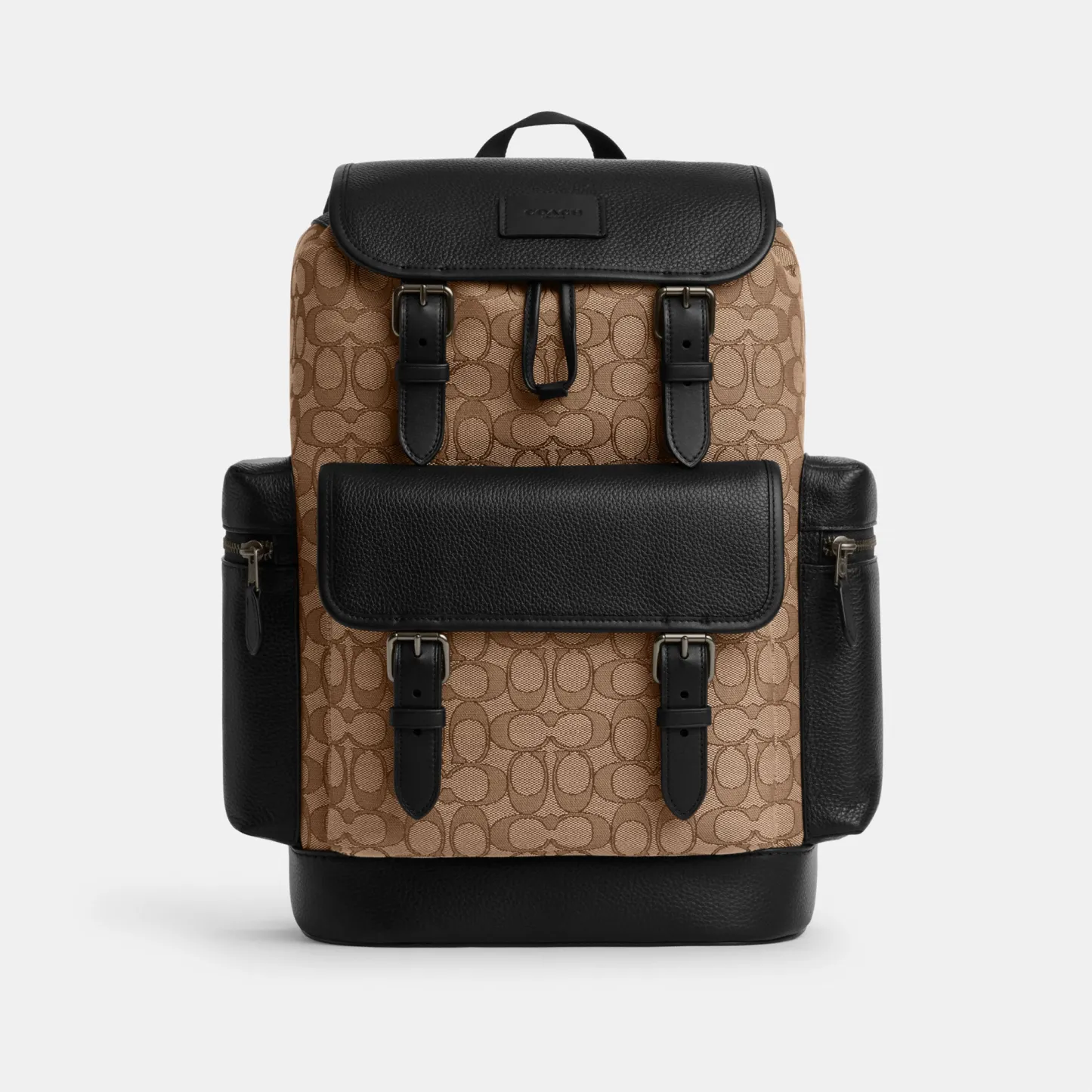 COACH®,Sprint Backpack In Signature Jacquard,Calfskin Leather,Canvas,Backpack,Adjustable,Casual,Multi Color,Front View