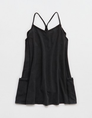 OFFLINE By Aerie OG Cotton Racerback Mini Dress - Washed Black